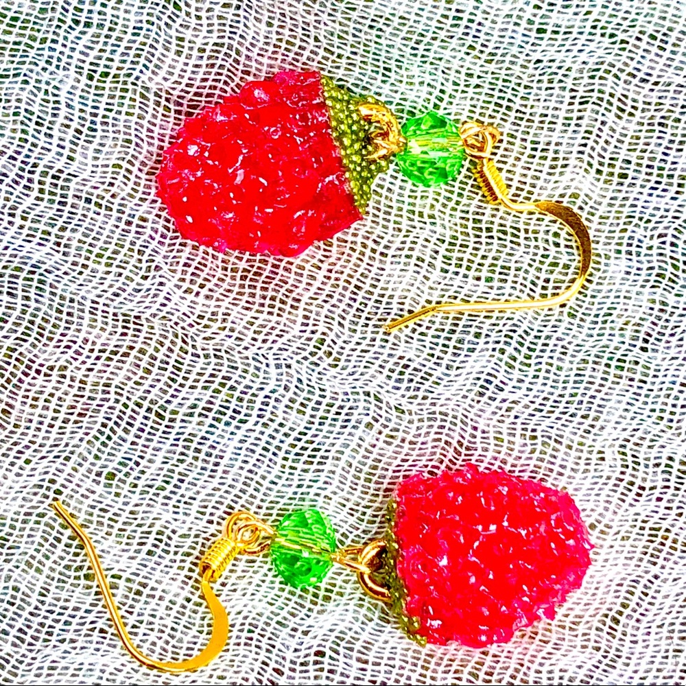 Gold Raspberry Earrings - Picture 8 of 9